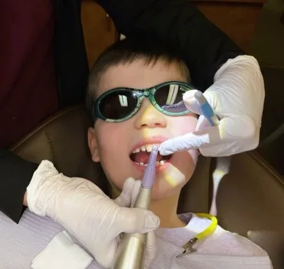 Child smiling at the dental office